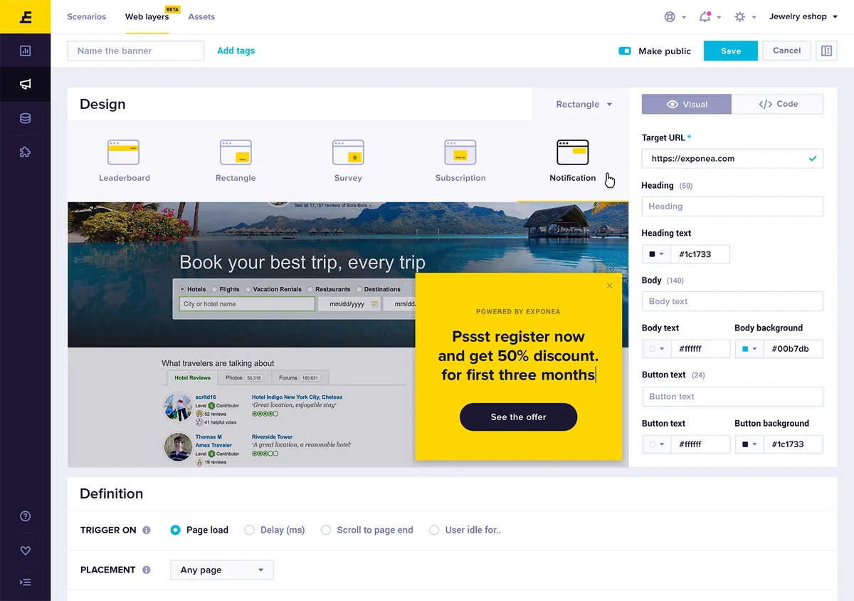 Bloomreach Engagement dashboard showing customer analytics, campaign performance, and audience segmentation